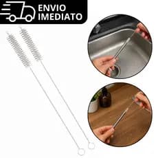 Escova Flexível em Inox 20cm para Limpeza de Canudo e Tubo Escovinha de Metal Multiuso