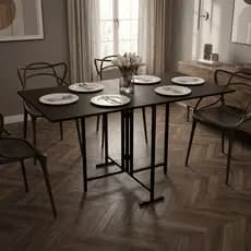 Mesa De Jantar  6 Lugares Dobrável Mesa Articulável Portátil Base Aço Mesa Apartamento e Camping