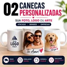 Caneca Personalizada para Empresas Logotipo,Fotos Presentes e Marca e Eventos Kit 2