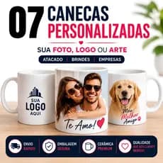 Caneca Personalizada para Empresas Logotipo Fotos Presentes Marca e Eventos Kit 7
