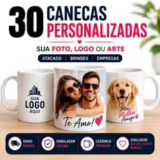 Caneca Personalizada de Porcelana para Empresas Logotipo Fotos Presentes Marca e Eventos Kit com NF