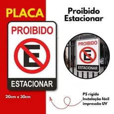 Placa Não Estacionar 20x30 Sinalização PS Rígido UV