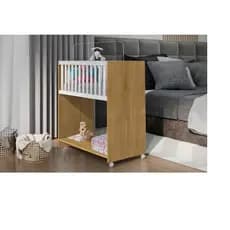 Mini Berço Cama Baby Com Colchão Quarto Infantil 2 em 1 Branco / Rosa / Nature