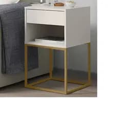 Mesa de Cabeceira Sofia Base de Aço Industrial 1 Gaveta e Nicho moderno apoio