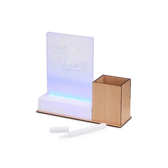 Quadro de Mensagens LED com Caneta de Giz Líquido – Base MDF e Porta-Caneta