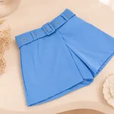 Short Alfaiataria Feminino Estampas LISAS Com Bolso Casual Modelo Zara  e Com Cinto