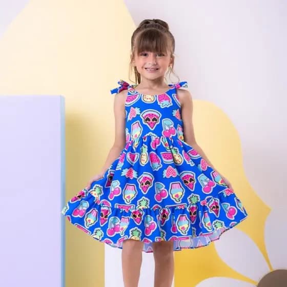 Vestido Infantil Menina Sedinha Floral e Liso Tam 4 ao 12 Anos Luxo Casual Dia a Dia