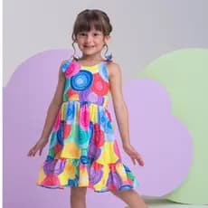 Vestido Infantil Menina Colorido Rodado para Festa