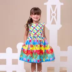 Vestido infantil junino xadrez menina festa caipira