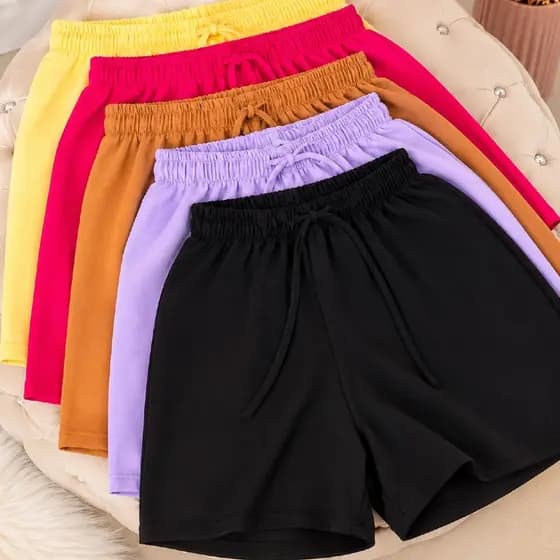 Kit 2 Short Dunas Feminino Básico Leve Verão Atlético Cores Lisas Plus