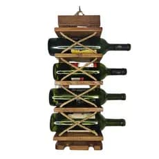 Mini Adega Vertical de Parede Madeira Pinus Suporte Porta Vinhos Rústico Decorativo Luxo Casa Bar