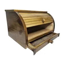 Porta Pão de Madeira com Gaveta Coletora Migalhas Organizador Cozinha Rústico Premium Decorativo