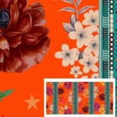 Laranja Floral - 100% Viscose - Tecido Estampado Digital