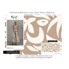 Viscolinho - Sand - Tecido Estampado Digital - 70% Viscose 30% Linho  - Largura 1.40m