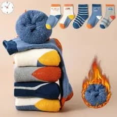 Kit 3 Pares Meia Infantil Atoalhada Térmica Cano Longo Outono Inverno Conforto Para Menino e Menina