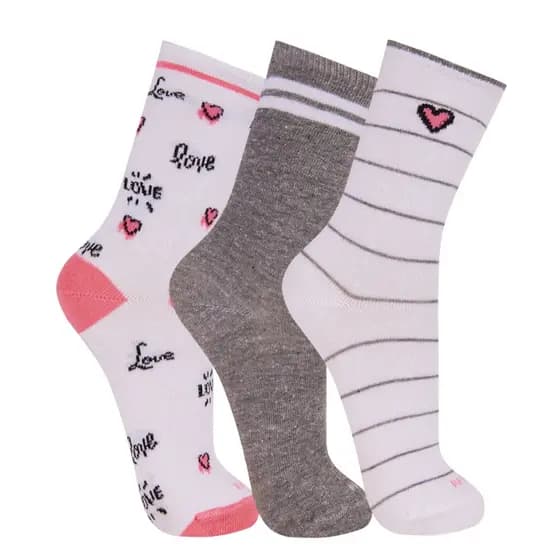Kit 3 Pares Meia Algodão Cano Longo Moda Feminina Estampada