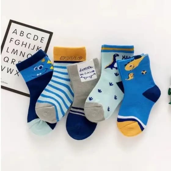 Kit 12 Pares Meia Infantil Algodão Cano Longo Estampadinha Menino de Criança