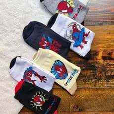 Kit 6/3 Pares Meia Algodão Cano Longo Homem Aranha Marvel Infantil Estampada Super Herói