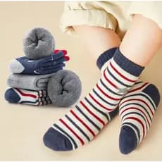 Kit 6 Pares Meia Cano Longo Algodão Atoalhada Térmica Moda Infantil Menina e Menino