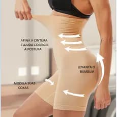Cinta Bermuda Modeladora Com Barbatana Reduz Medidas Levanta BumBum Cinta Cós Alto Cinta Pós Parto
