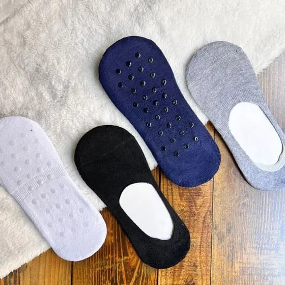 Kit 3 Pares Meia Invisível Sapatilha Atoalhada Com Antiderrapante Pilates