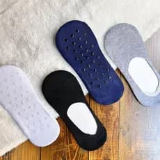 Kit 3 Pares Meia Invisível Sapatilha Atoalhada Com Antiderrapante Pilates