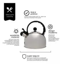 Chaleira Com Apito Aço Inox 2,5 Litros