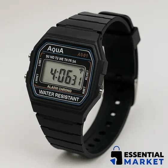 Relógio Digital Masculino Esportivo Aqua AQ-81 + Caixa—Resistente à Água | Retrô, Barato e Funcional
