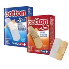 KIT  Curativos Antissépticos Cotton Line 35 Unidades Cada