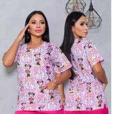 Blusa Bata Oxford Estampado e Liso Toque Macio Não Amassa Uniforme de Clinica