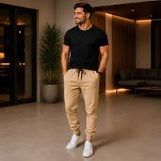 Calça moletom pelúciado Quente Outono Inverno com amarração masculina adulto estilo jogge, caminhada estilo casual
