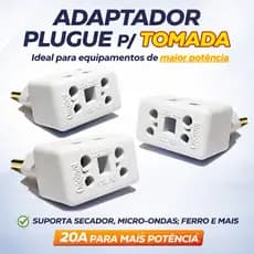 Adaptador de tomada Bob benjamin 20a>10a 110/220v Pino Maciço