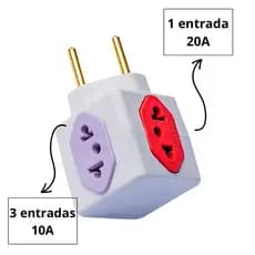 ADAPTADOR CUBO BENJAMIN 4 ENTRADAS 10A-20A 110/220V - COR SORTIDA