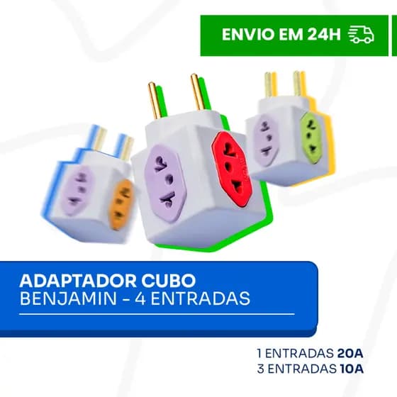 Adaptador Cubo benjamin de tomada 10A/20A Bivolt resistente Alta potencia 4 entradas