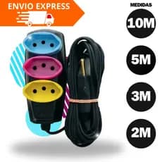 EXTENSÃO 2-3-5-10 METROS COLORIDA TRIPOLAR 110/220V BIVOLT 10A