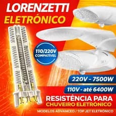 Resistência Advanced TopJet Chuveiro Lorenzetti  110V e 220V 6400W 7500W
