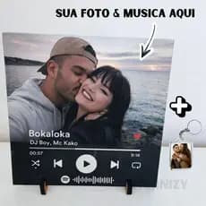 Porta Retrato Azulejo 15x5cm Personalizado, Foto + Música do casal