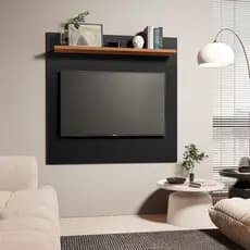 Painel Televisão Ripado Suspenso 32 Polegada Quarto Nicho Rack Retro