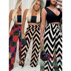 Calça Pantalona Estampada Cintura alta Confortável