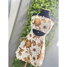 Vestido Macaquinho Feminino Tropical para o Verão Branco com Marrom