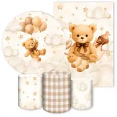 Capas Sublimadas Decorativas p/ Festa Cha de Bebe Revelaçao Ursinho