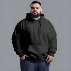 Blusa Moletom Slim Básico Plus Size com Capuz Canguru Algodão
