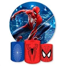 Painel Redondo + Capas de Cilindro Sublimados Para Festa Tema Aranha