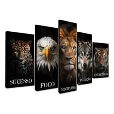 kit Quadros Decorativos Sala Quarto Copa Motivacional Leão mais vendido ,