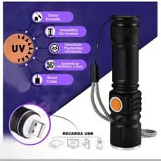 Lanterna LED Potente Luz Ultravioleta UV T6