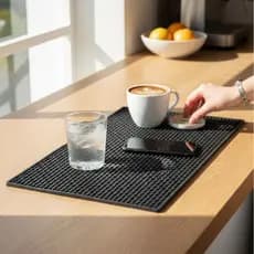 Tapete Barmat Preto 25X39cm Barmat Porta Copos Escorredor Drinks Multuso