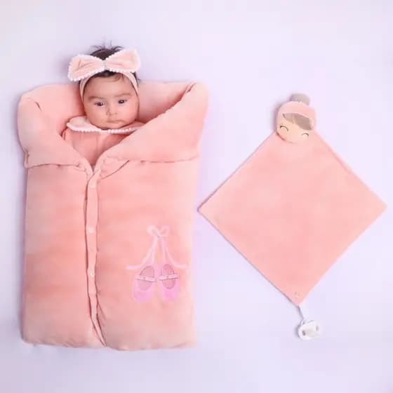 Saída de Maternidade Bebê Menina Bailarina Rosê Com Saco De Dormir Enxoval inverno porta bebê