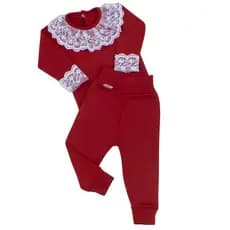 Conjunto Infantil Menina Bebe Body de Renda e Calça Confort Suedine 100% Algodão Luxo Roupas de Bebê