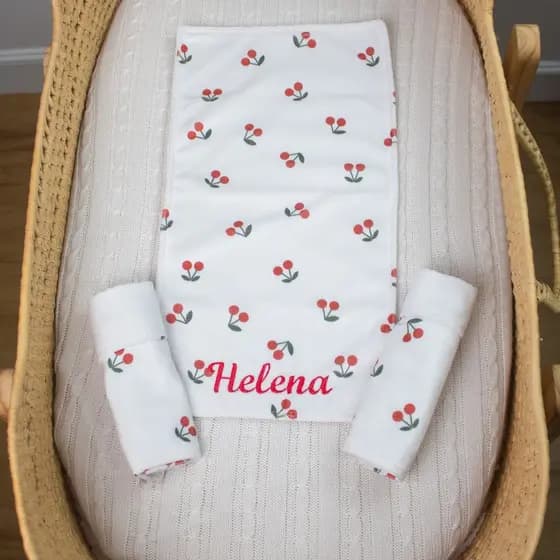 Fraldas de Boca Dupla Face Bebê Menina Personalizadas Bordadas  Kit com 3 Unidade 100% Algodão