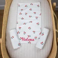 Fraldas de Boca Dupla Face Bebê Menina Personalizadas Bordadas  Kit com 3 Unidade 100% Algodão